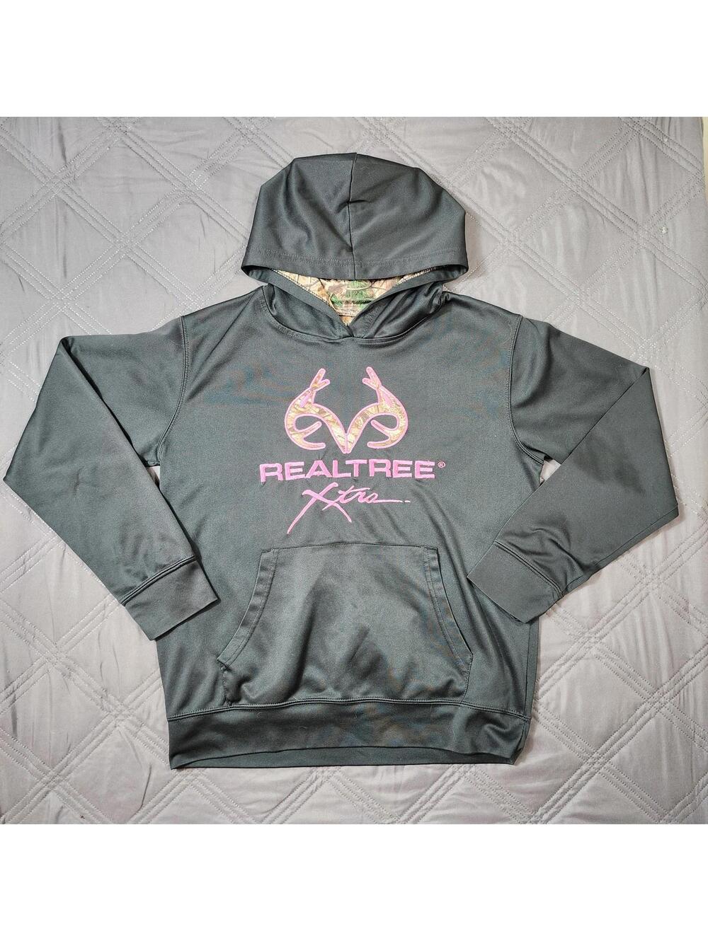 Realtree Women's Black Hoodie with Pink And Camo Accents Size Medium Casual